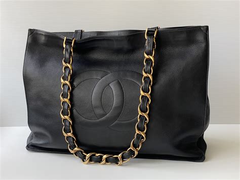 chanel black bag large|Chanel large tote bag price.